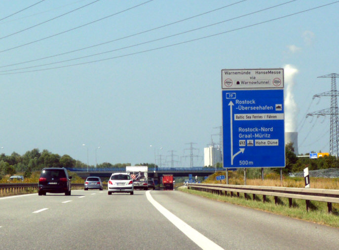 Vorwegweiser Abfahrt Rostock-Nord